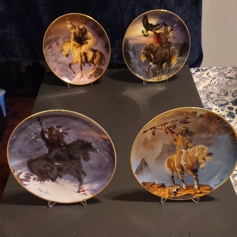 Set of Vintage Decorative Native American Plates